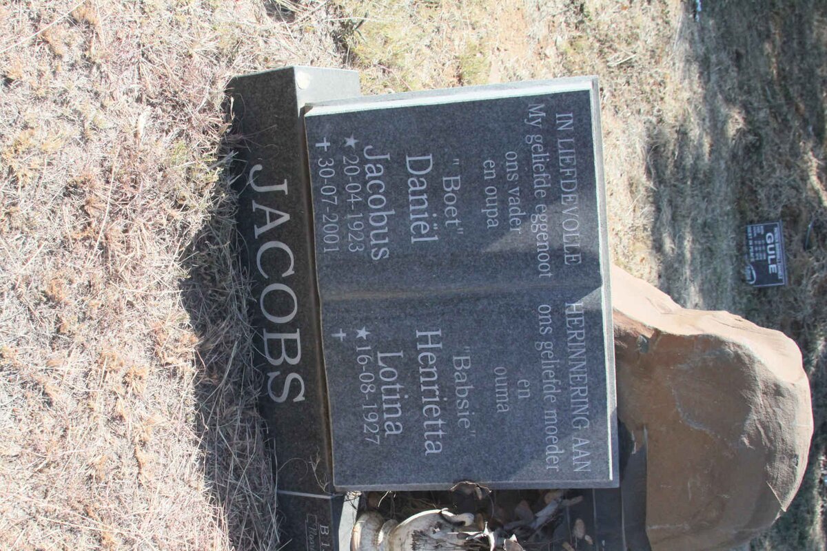 JACOBS Daniel Jacobus 1923-2001 &amp; Henrietta Lotina  1927-