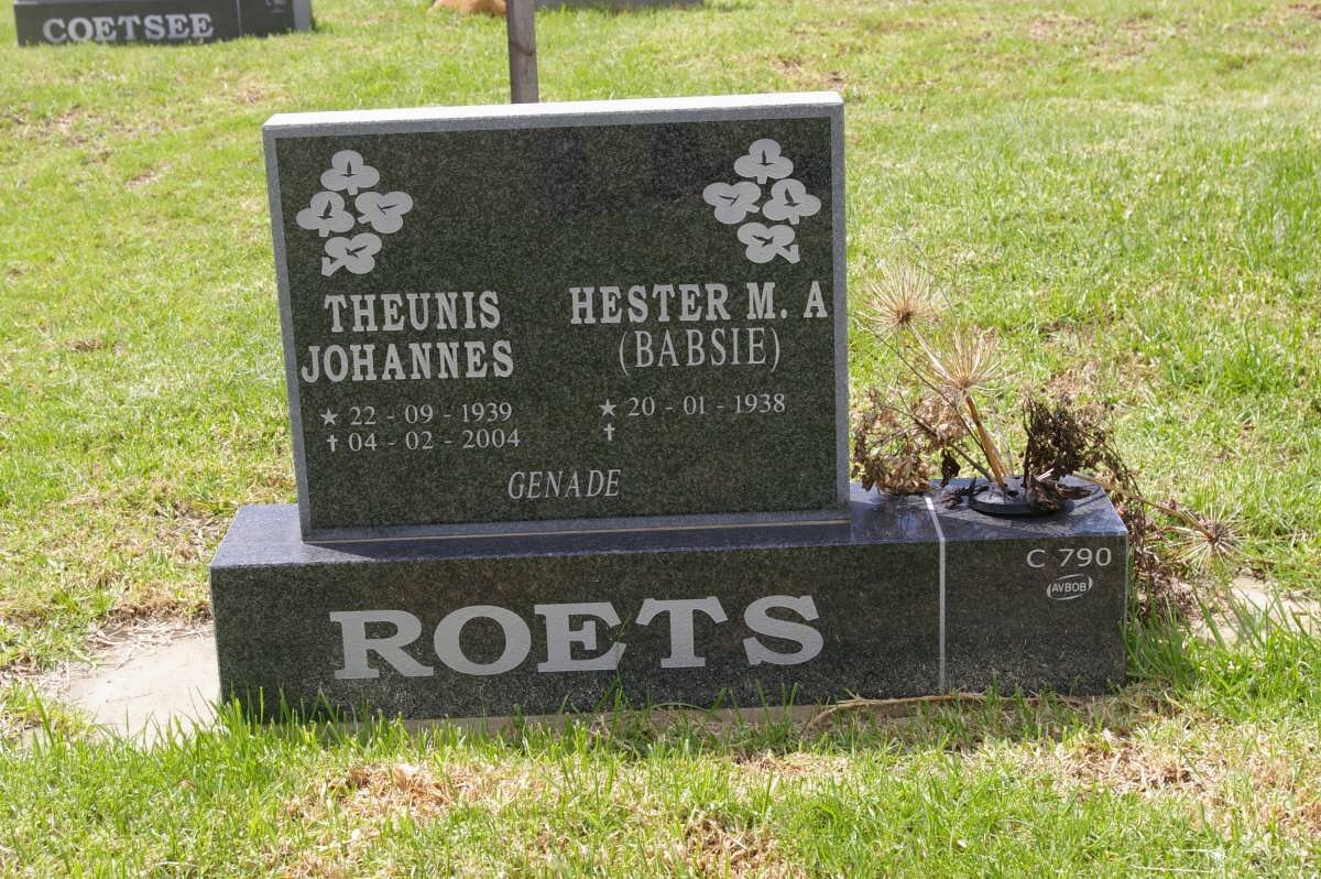 ROETS Theunis Johannes 1939-2004 &amp; Hester M.A. 1938-