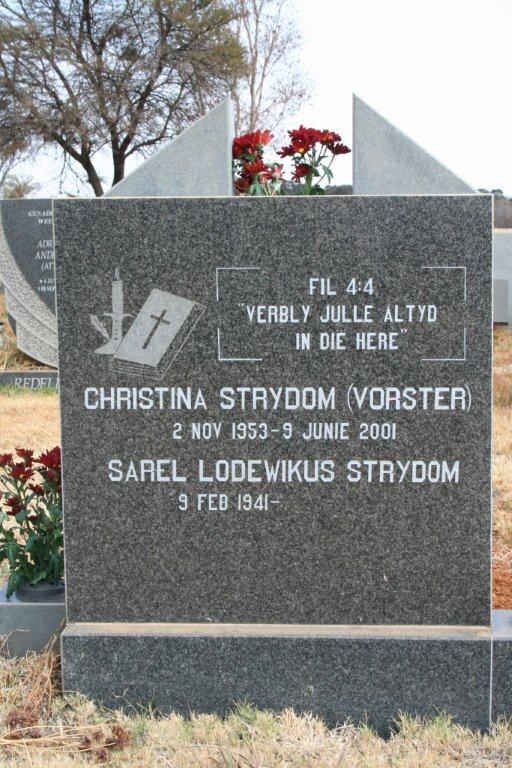 STRYDOM Sarel Lodewikus 1941- &amp; Christina VORSTER 1953-2001