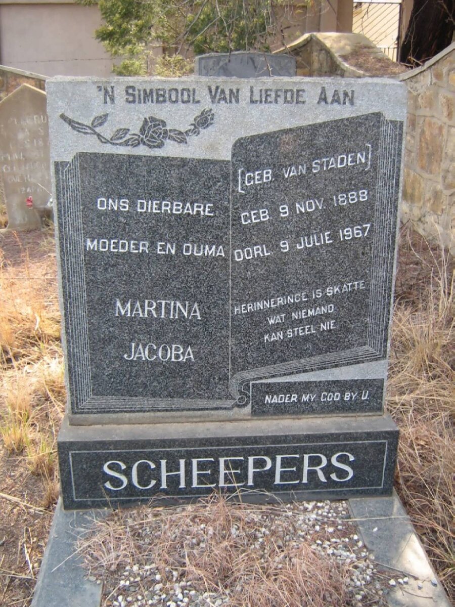 SCHEEPERS Martina Jacoba nee VAN STADEN 1888-1967
