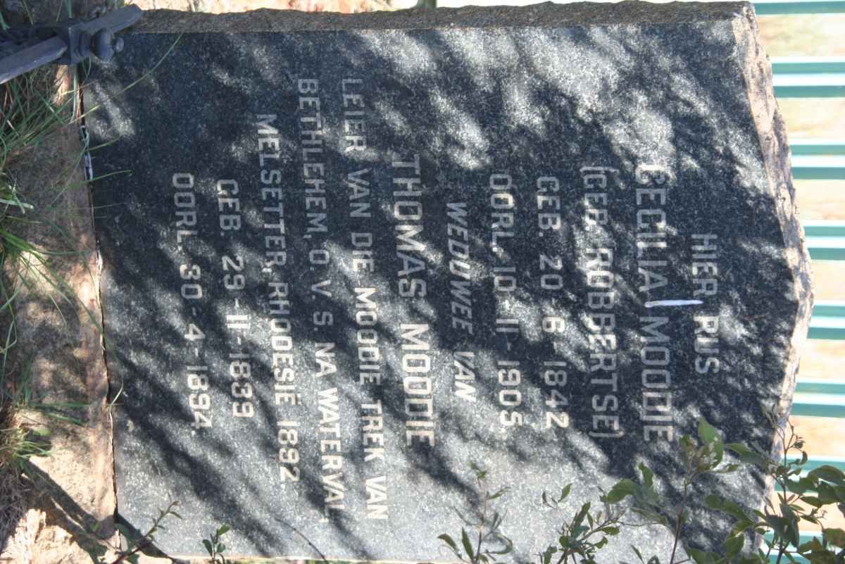 MOODIE Cecilia nee ROBBERTSE 1842-1905