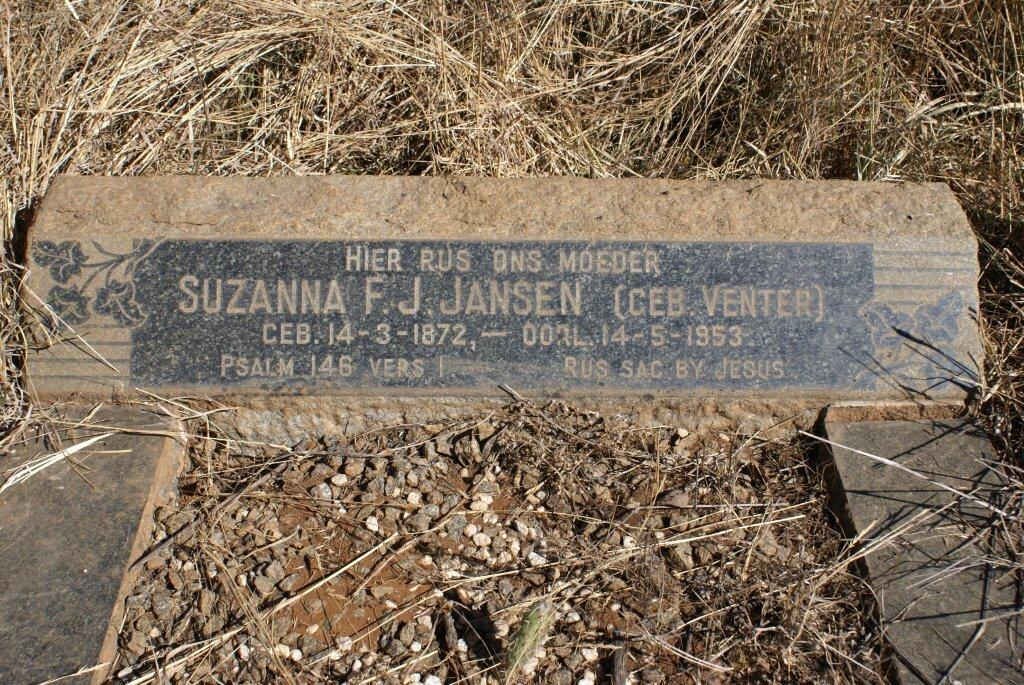 JANSEN Suzanna F.J. nee VENTER 1872-1953