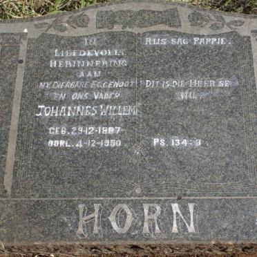 HORN Johannes Willem 1887-1950