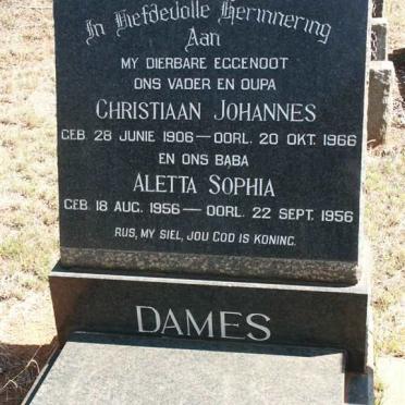 DAMES Christiaan Johannes 1906-1966 :: DAMES Aletta Sophia 1956-1956