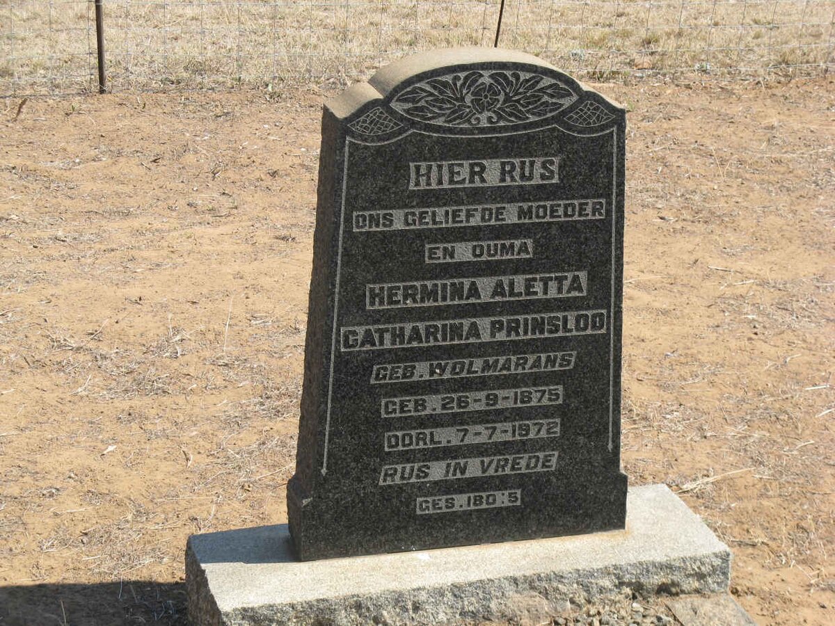 PRINSLOO Hermina Aletta Catharina nee WOLMARANS 1875-1972