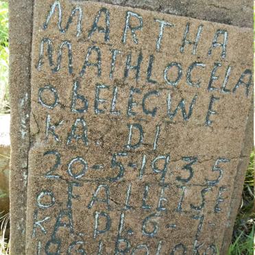 OBELEGWE Martha Mathlogela 1935-1961