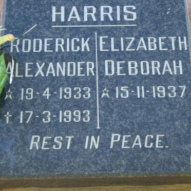 HARRIS Roderick Alexander 1933-1993 &amp; Elizabeth Deborah 1937-