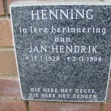 HENNING Jan Hendrik 1928-1998