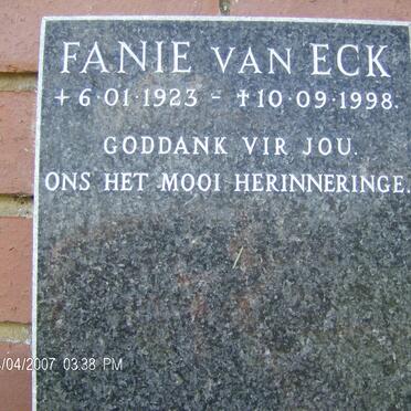 ECK Fanie, van 1923-1998