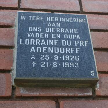 ADENDORFF Lorraine Du Pré 1926-1993