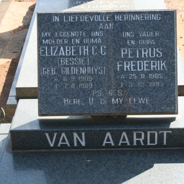 AARDT Petrus Frederik, van 1905-1997 &amp; Elizabeth C.C. GELDENHUYS 1909-1989