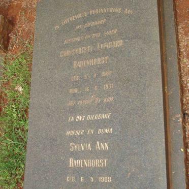 BADENHORST Christoffel Lombard 1902-1971 &amp; Sylvia Ann 1908-1988