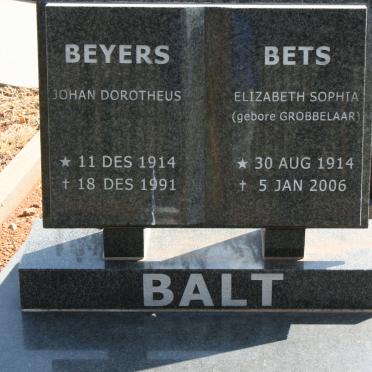 BALT Johan Dorotheus 1914-1991 &amp; Elizabeth Sophia GROBBELAAR 1914-2006