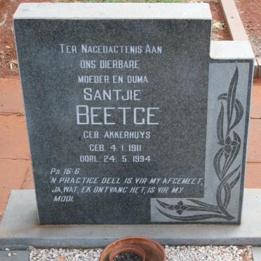 BEETGE Santjie nee AKKERHUYS 1911-1994