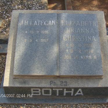 BOTHA J.H. Lategan 1891-1967 &amp; Elizabeth Johanna Christina 18?6-1978