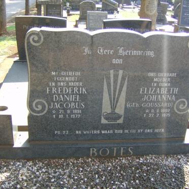 BOTES Frederik Daniel Jacobus 1891-1972 &amp; Elizabeth Johanna GOUSSARD 1892-1975