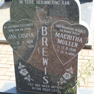BREWIS Jan Casper 1920-1991 &amp; Magritha Muller 1936-1995