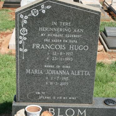 BLOM Francois Hugo 1917-1993 &amp; Maria Johanna Aletta 1915-2005