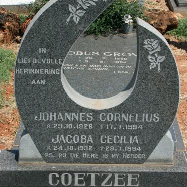 COETZEE Johannes Cornelius 1928-1994 &amp; Jacoba Cecilia 1932-1994