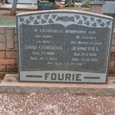 FOURIE David Gerhardus 1890-1973 &amp; Jeanne H.H.A. 1898-1969