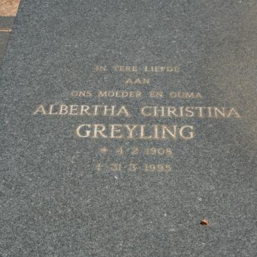 GREYLING Albertha Christina 1908-1995