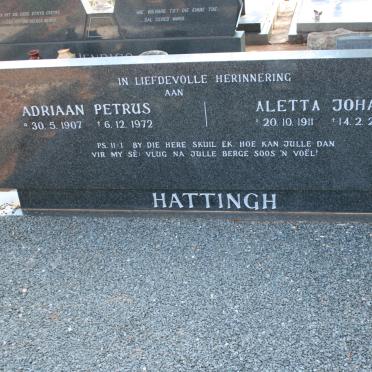 HATTINGH Adrian Petrus 1907-1972 &amp; Aletta Johanna 1911-2000