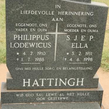 HATTINGH Philippus Lodewicus 1910-1988 &amp; S.J.E.P. 1911-1998