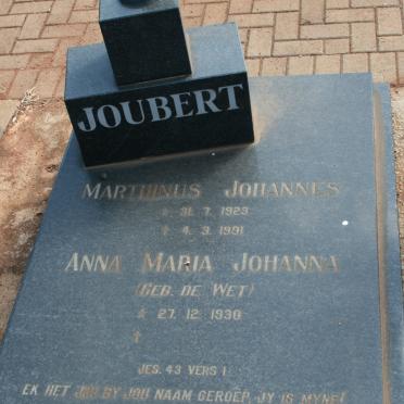 JOUBERT Marthinus Johannes 1923-1991 &amp; Anna Maria Johanna DE WET 1930-