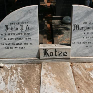 KOTZE Johan J.A. 1922-1980 &amp; Margaret C.P. 1929-1999