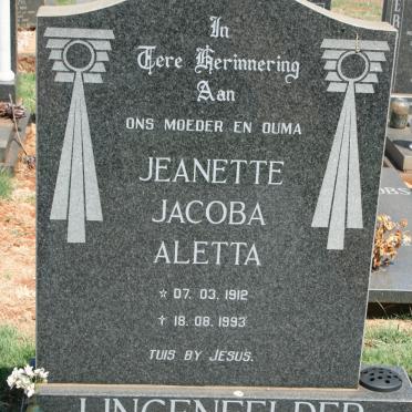 LINGENFELDER Jeanette Jacoba Aletta 1912-1993