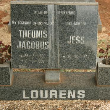 LOURENS Theunis Jacobus 1920-1993 &amp; Jess 1941-