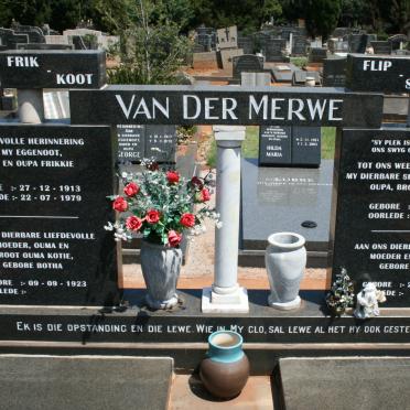 MERWE Frikkie, van der 1913-1979 &amp; Kotie BOTHA 1923- :: VAN DER MERWE Flippie 1954-2006 &amp; Sonie WEINBERG 1954-