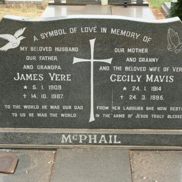 McPHAIL James Vere 1909-1987 &amp; Cecily Mavis 1914-1995