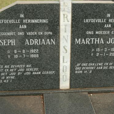 PRINSLOO Joseph Adriaan 1922-1988 &amp; Martha Johanna 1925-2000
