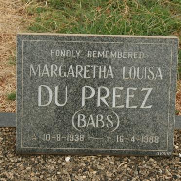 PREEZ Margaretha Louisa, du 1938-1988
