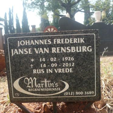 RENSBURG Johannes Frederik, Janse van 1926-2012