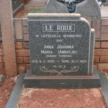 ROUX Anna Johanna Maria, le nee FERREIRA 1925-1969