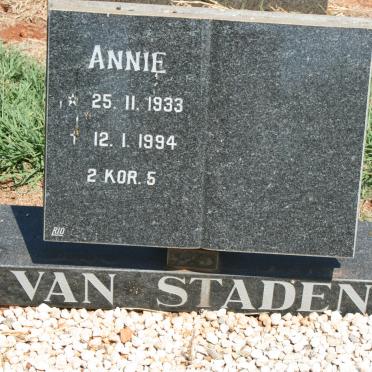 STADEN Annie, van 1933-1994