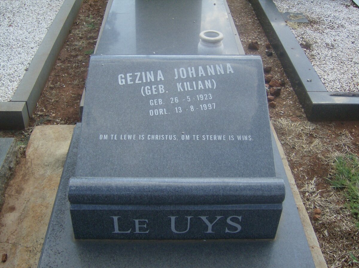 UYS Gezina Johanna, le nee KILIAN 1923-1997