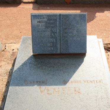 VENTER Susarah Magdalena Francina nee VENTER 1912-1978