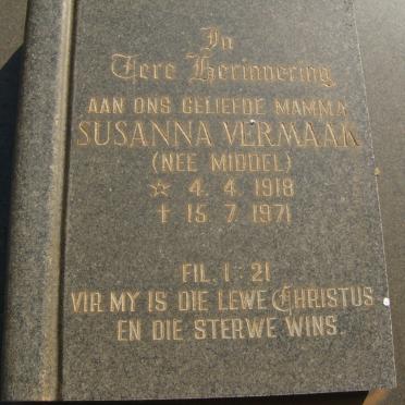 VERMAAK Susanna nee MIDDEL 1918-1971