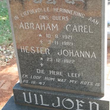 VILJOEN Abraham Carel 1921-1989 &amp; Hester Johanna 1922-
