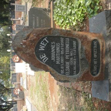 WET Johannes Marthinus, de 1907-2002 &amp; Elsabie Petronella NEL 1923-2012