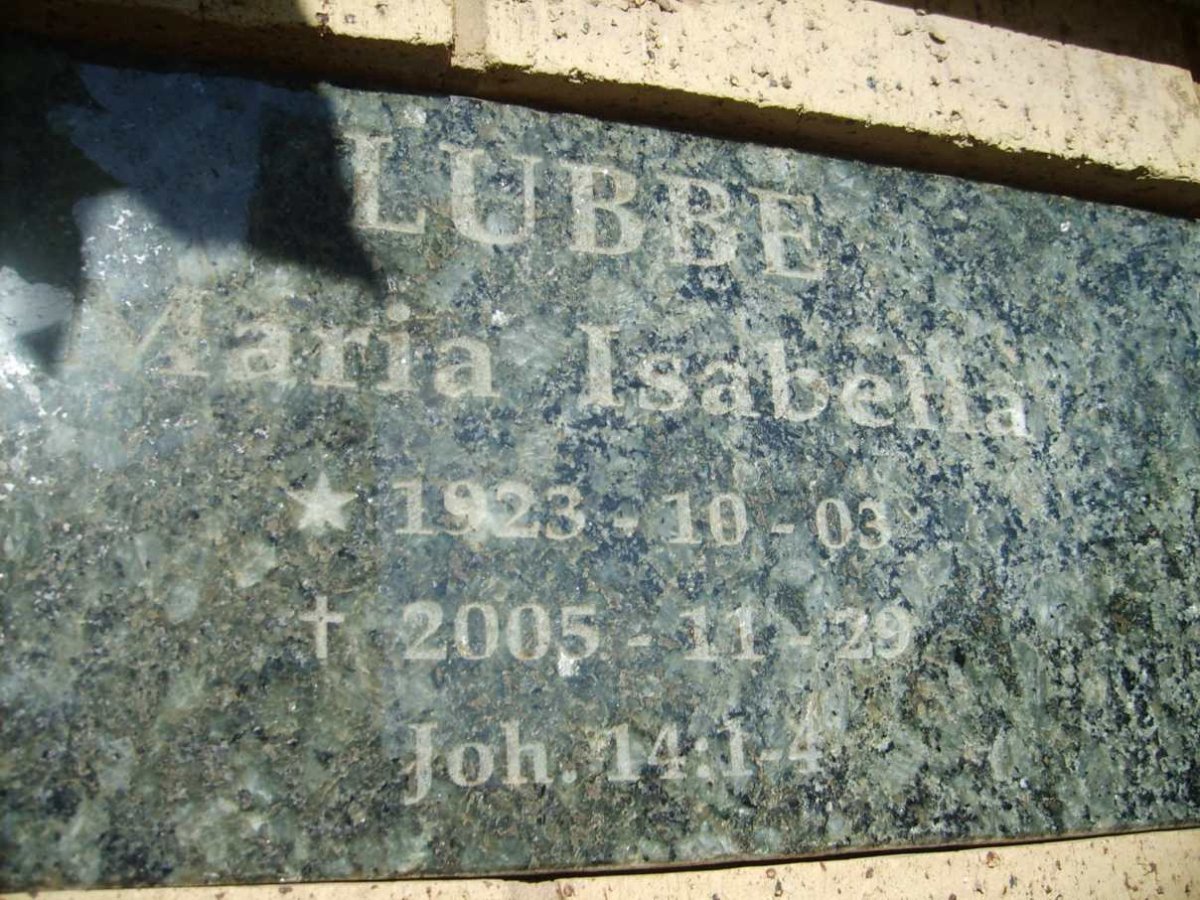 LUBBE Maria Isabella 1923-2005