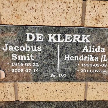 KLERK Jacobus Smit, de 1916-2005 &amp; Alida Hendrika 1923-2011