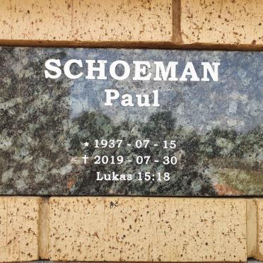 SCHOEMAN Paul 1937-2019