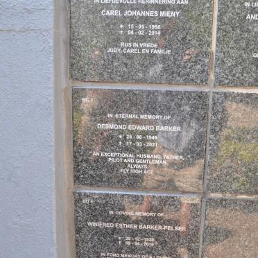 BARKER Desmond Edward 1949-2021 :: BARKER-PELSER Winifred Esther 1930-2010