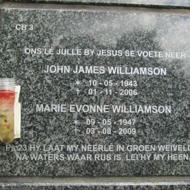 WILLIAMSON John James 1943-2006 &amp; Marie Evonne 1947-2009