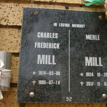 MILL Charles Frederick 1914-1999 &amp; Merle 1924-2017