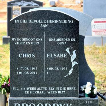 BROODRYK Chris 1945-2011 &amp; Elsabe 1951-